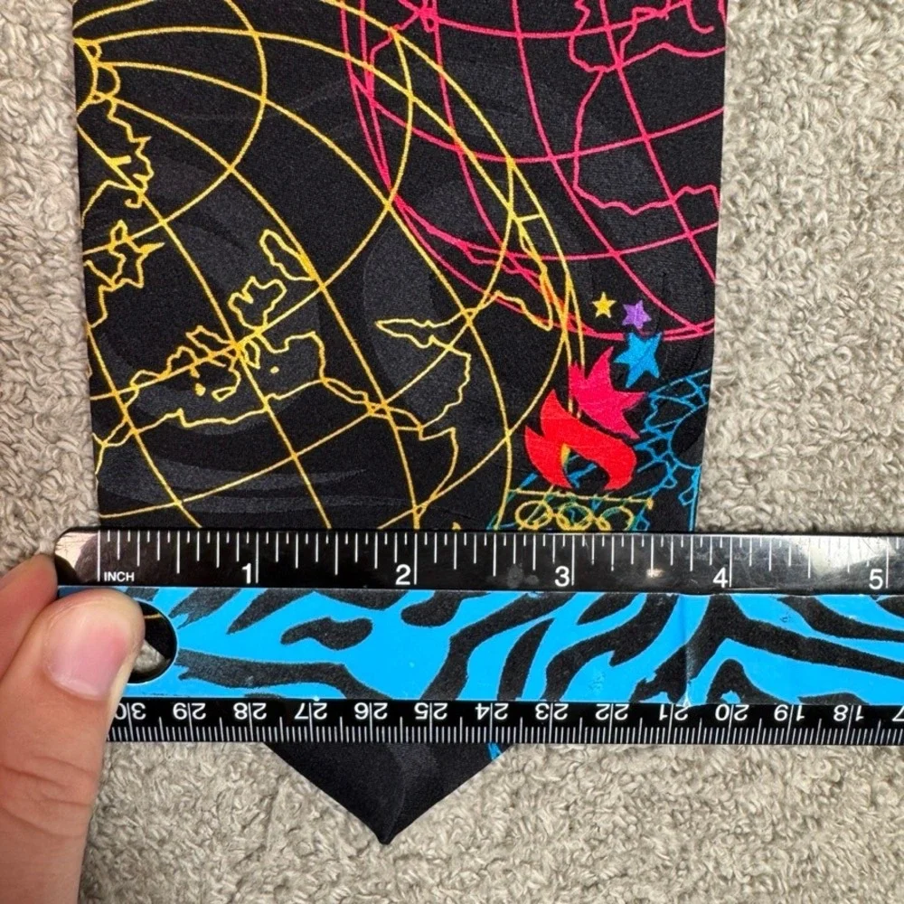 Vintage 1996 Atlanta Olympics Silk Tie RM Sport Black Globe Torch Logo USA Made